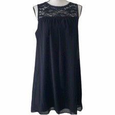 As U Wish size S black BOHO sleeveless chiffon dress with floral lace accents