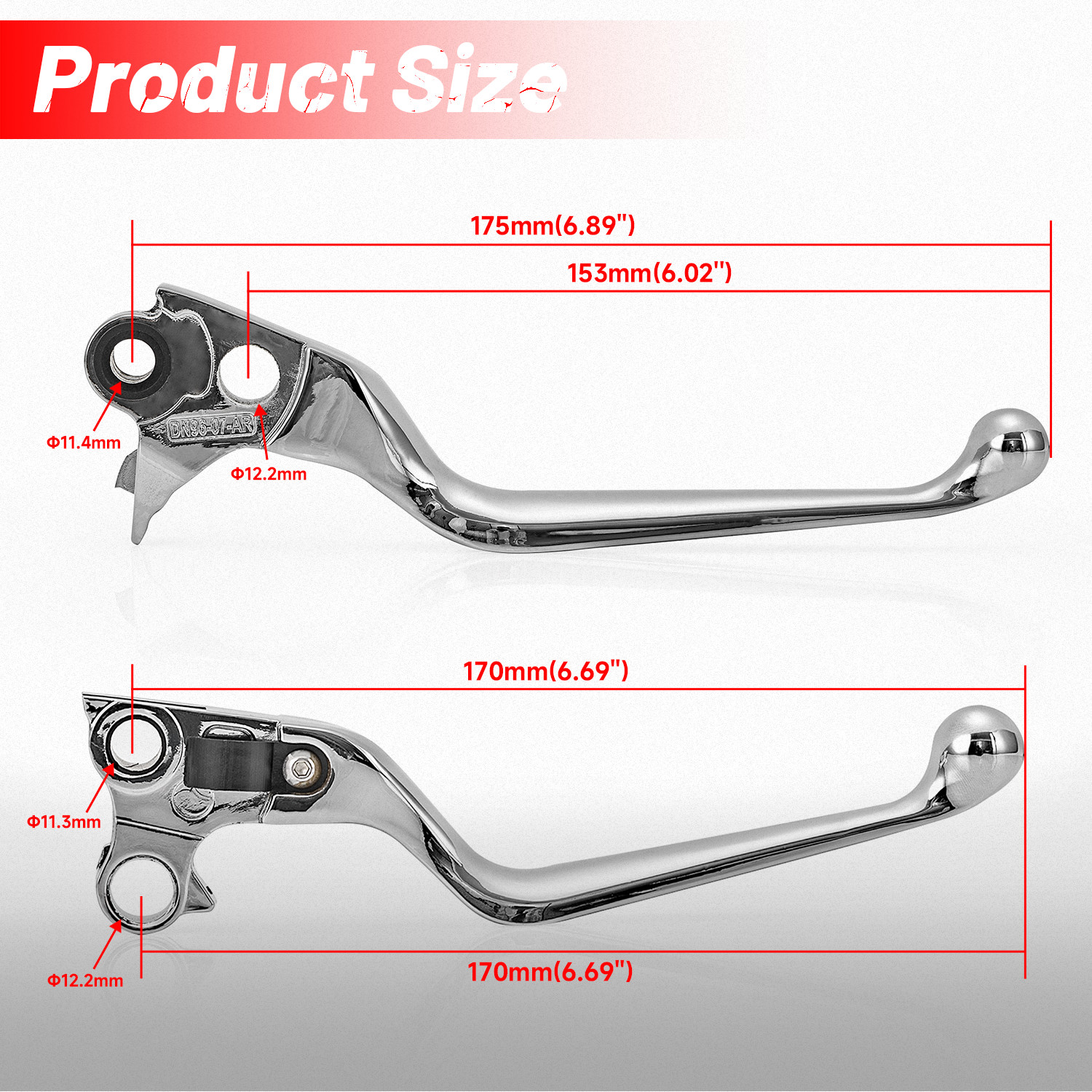 Chrome Wide Hand Levers For Harley Davidson (1996-2017) - Fits Sportster, Softail, Dyna, Road King - 2-Piece Set