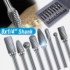 1/4'' Double Cut Tungsten Steel Carbide Rotary Burr Die Grinder Shank Bit Set