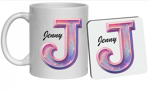 Personalisierte Kaffeebecher Initiale 11 Unzen Teeliebhaber Geschenk Tasse Name Alphabet Glitzer - Bild 11 von 53