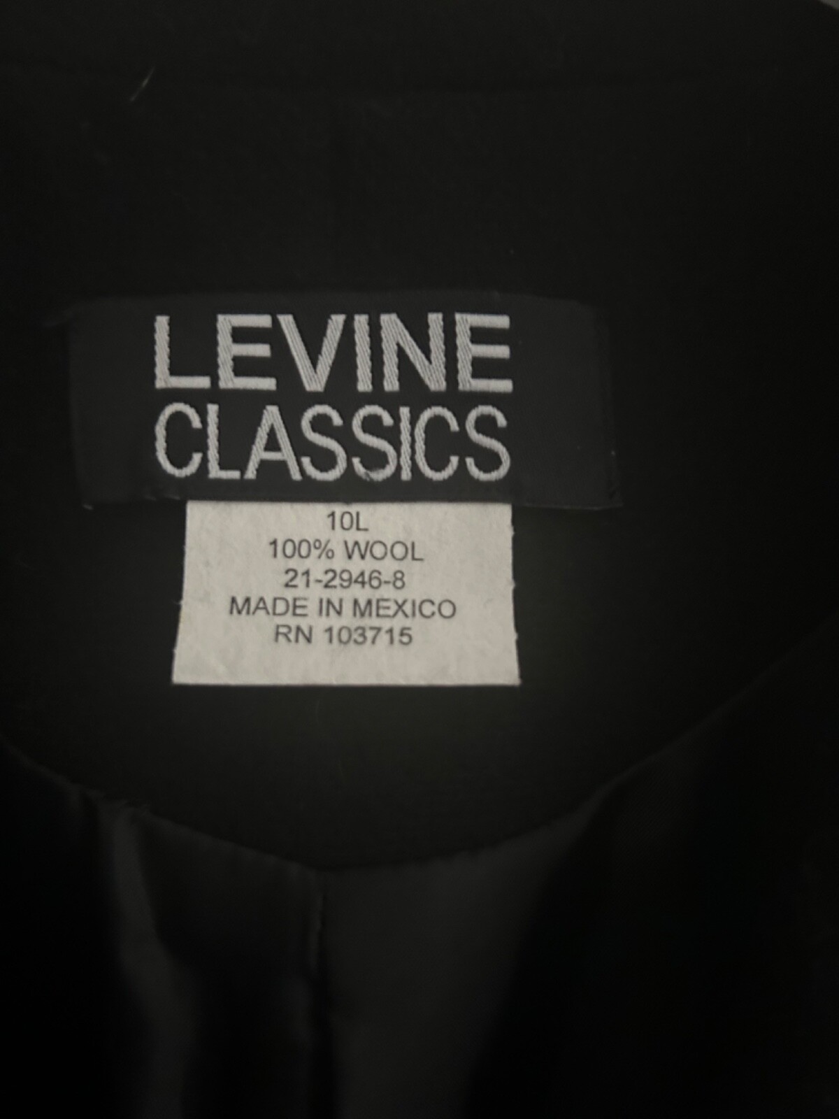 LEVINE CLASSICS Wool Black BlazerJacket Pockets s… - image 3