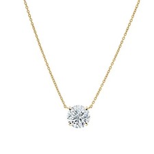 1/4 Ct Round Lab Created Grown Floating Diamond Necklace 14K Yellow Gold F/VS