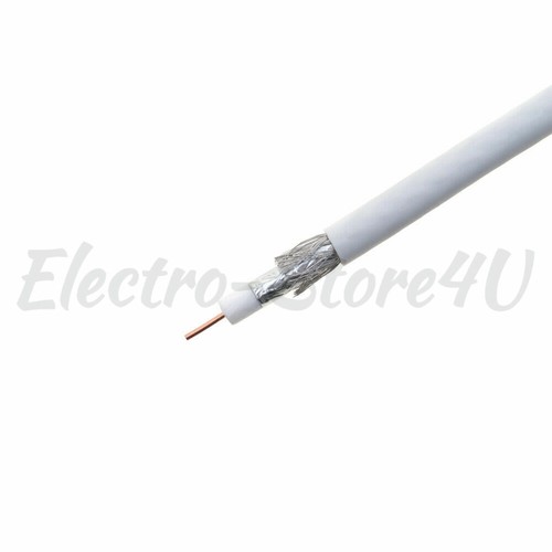 Cable coaxial de doble escudo RG6 500 pies cable blanco antena de TV satélite 18 AWG a granel - Imagen 2 de 5