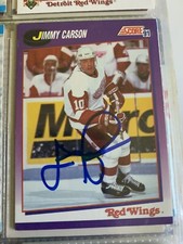 6 Jimmy Carson hockey trading cards.  2 autographed cards included.