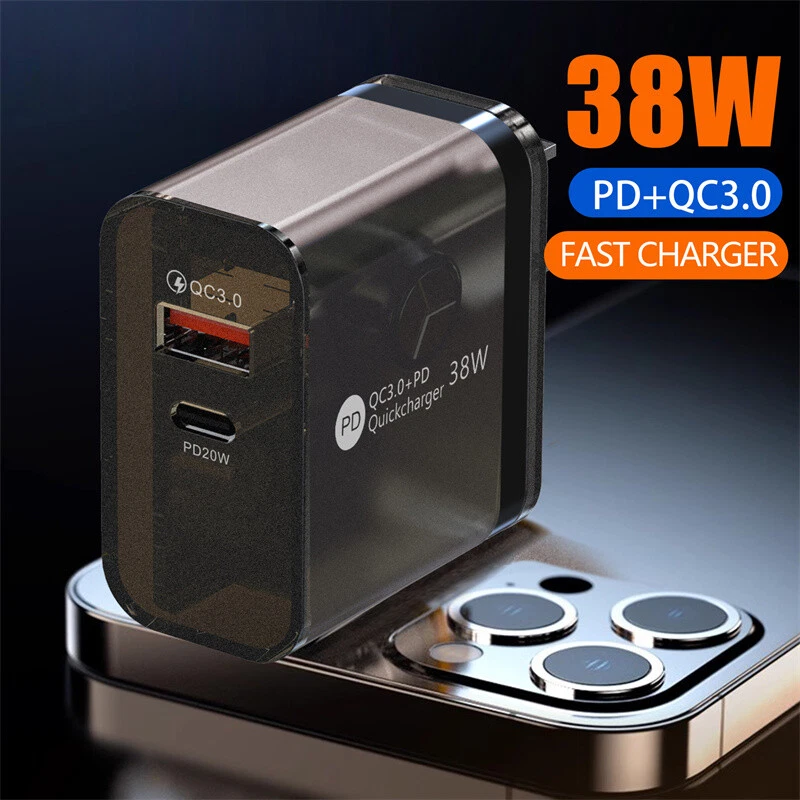 38W USB C Charger Block For Phone Laptops Tablets Clear Gray QC3.0 Fast Charger - Image 3 of 4