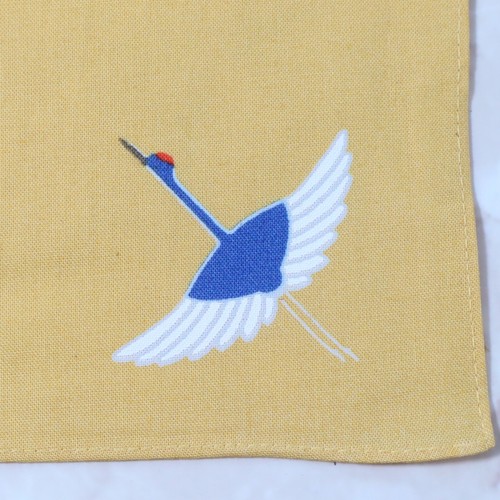 Furoshiki Wrapping Cloth Japanese Flying Crane Yellow Adeline Klam 50cm Kyoto - Picture 4 of 11