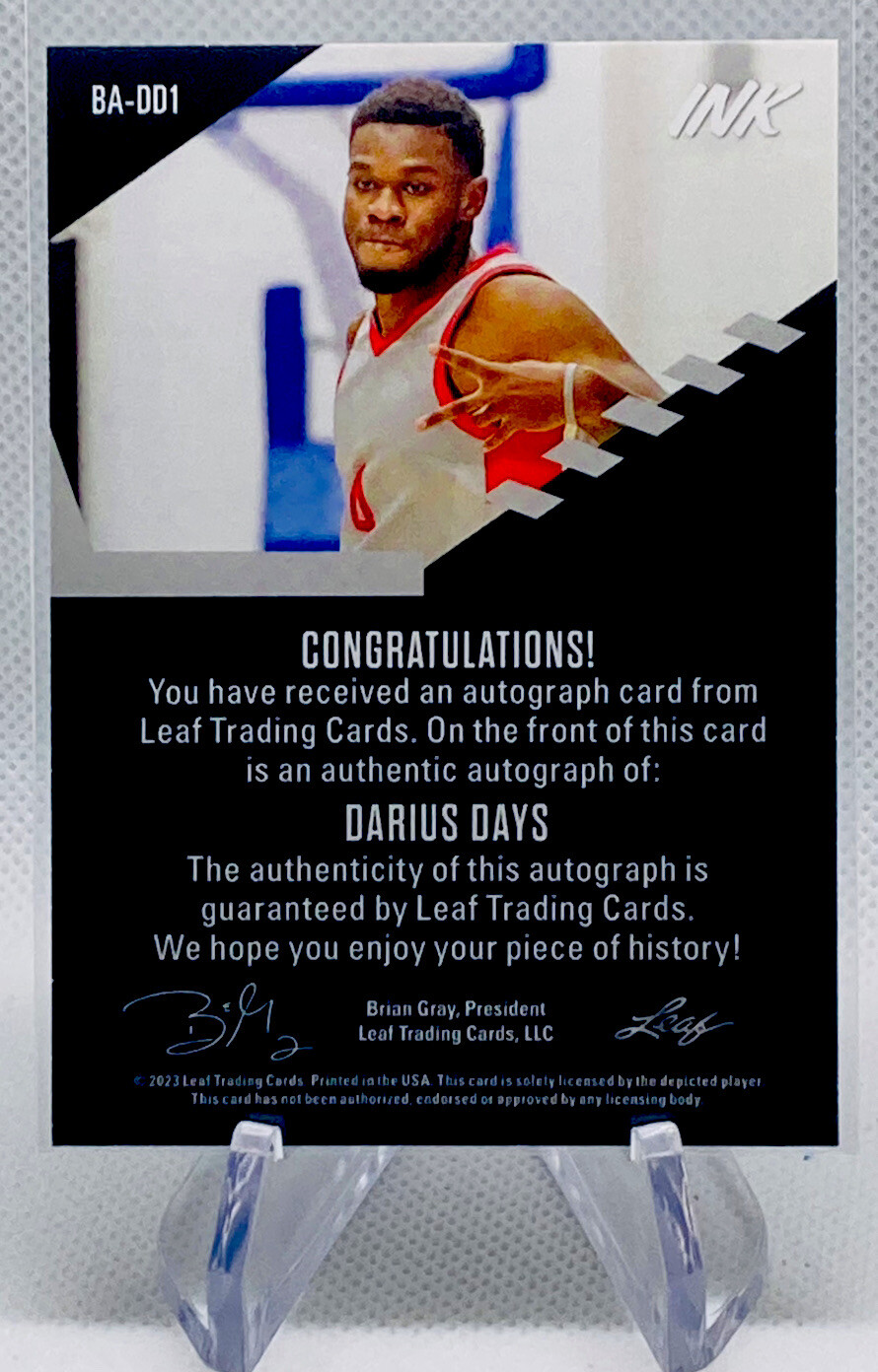 Darius Days Rockets Card 2023-24 Leaf Ink Darius Days Auto #BA-DD1 - Houston Rockets | eBay