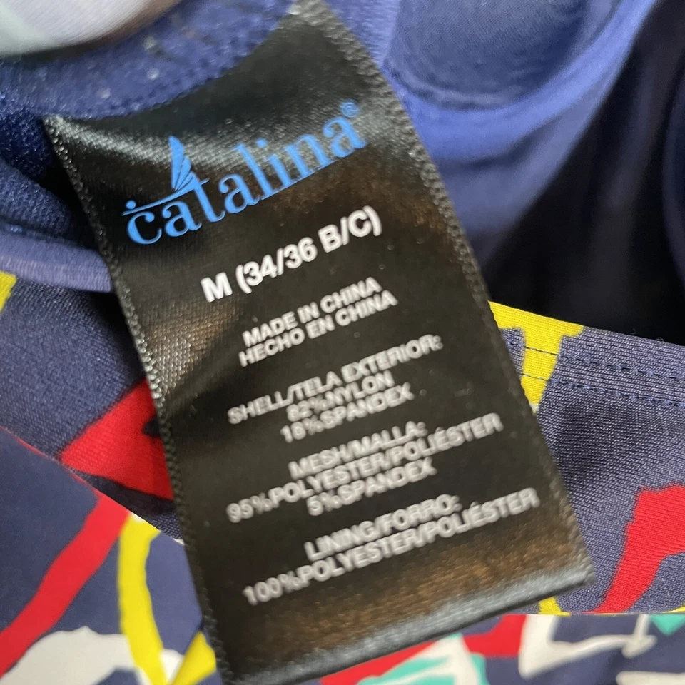 Sujetador con aros catalina para mujer estampado geométrico azul marino halter tankini talla M Foto 4 de 4