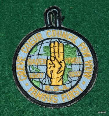 BOY SCOUT PATCH - 1957 COUNCIL POW WOW - CREVE COEUR COUNCIL - CUT EDGE