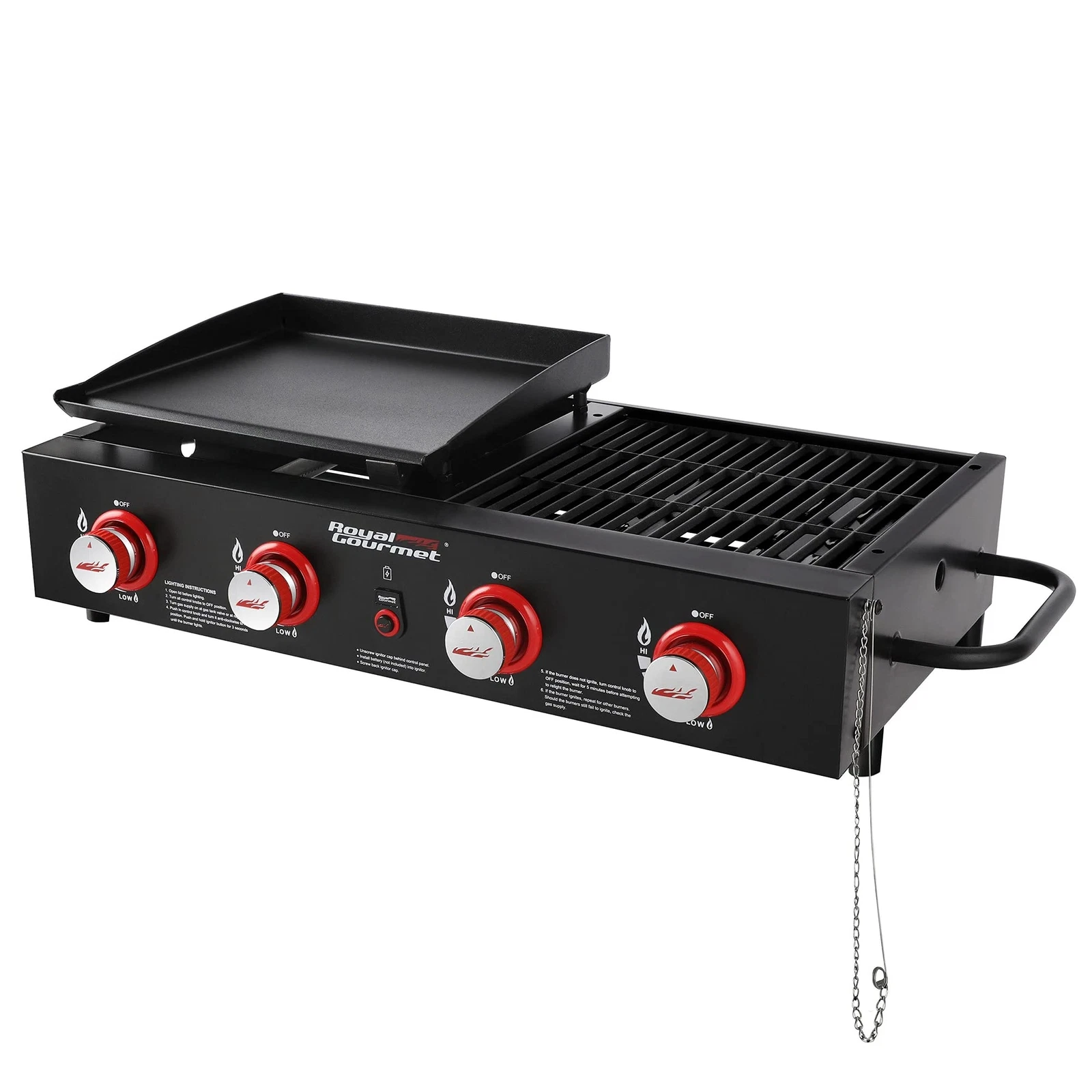 Royal Gourmet GD4002T 4-Burner Tailgater Grill Griddle Combo, Portable Propane G