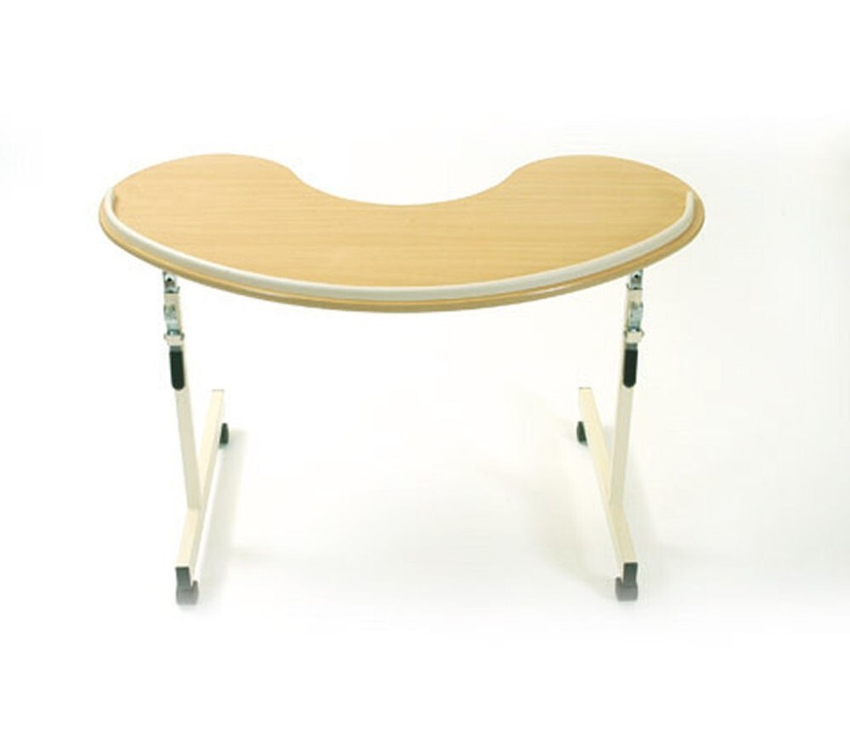 Kidney Shaped Overbed Over Chair Table Height Adjustable Mobility Aid