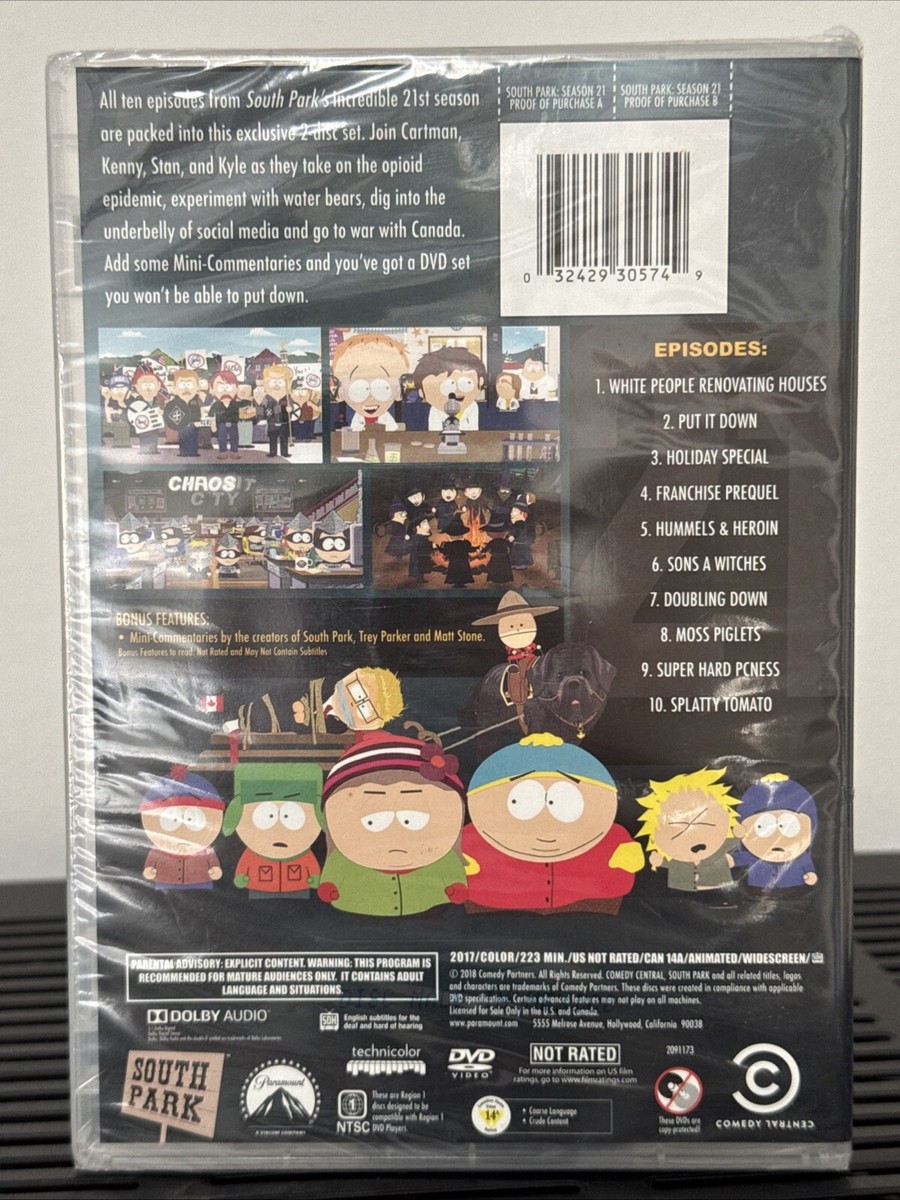 South Park: The Complete Twenty-First Season [New DVD] SEALED