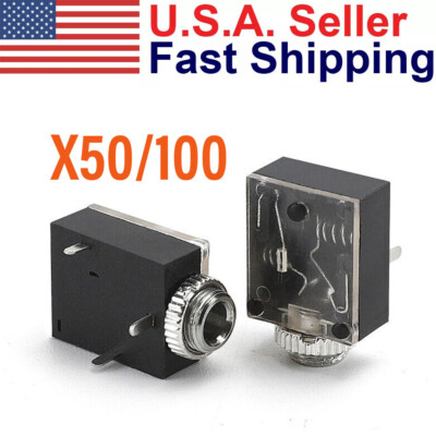 50/100X 3Pin PCB Mount 3.5mm Female Stereo Audio Socket Headphone Jack Connector