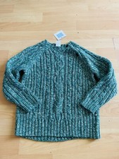 NEW JANIE AND JACK green White Cable Knit Sweater Size 4 Boys Side Buttons C21