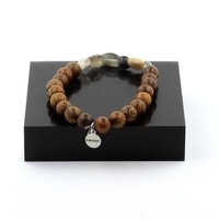 Steine Und Mineralien. Armband GrüNer Phantomquarz Aus Brasilien + Holzperlen 8