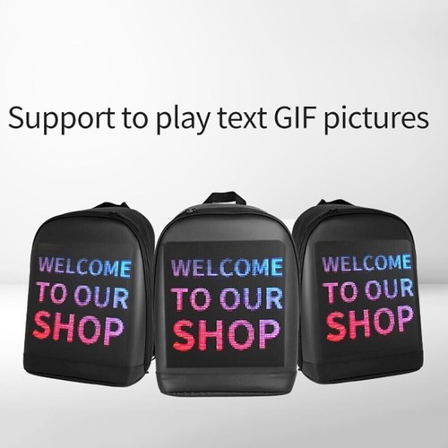 LED Backpack Color Screen Walking DIY Billboard Waterproof Bluetooth Laptop Bag - Picture 3 of 12