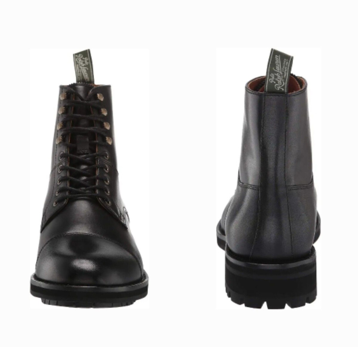 POLO RALPH LAUREN BRYSON COMBAT LEATHER MEN BOOTS BLACK