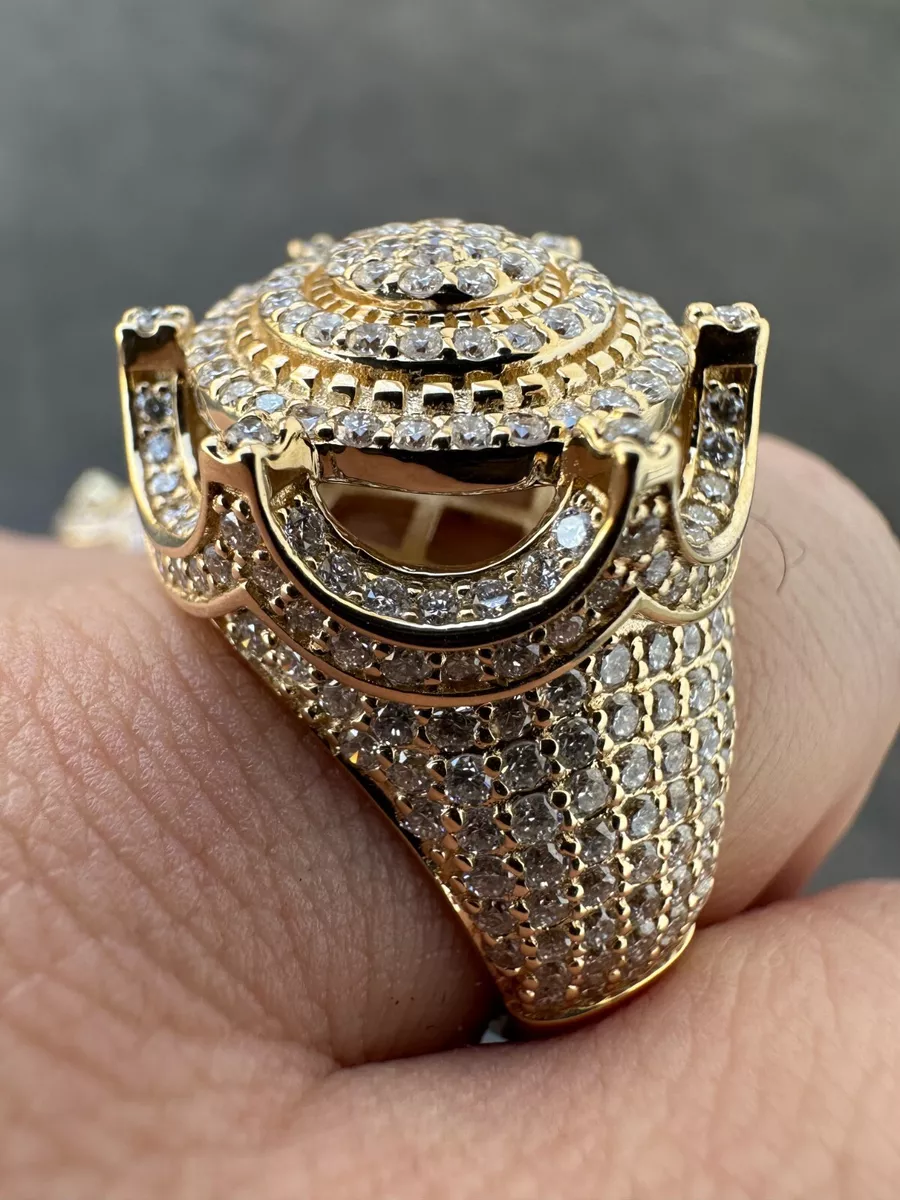 3.38ct Real Diamond Hip Hop Solid 14k Yellow Gold Iced King Crown Micropave Ring