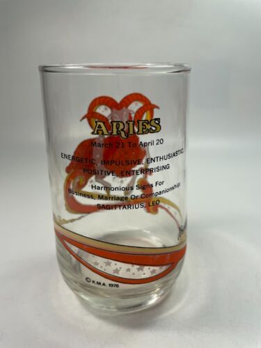 KMA Arby's ARIES Glass Astrology Horoscope Zodiac Art by Beverly 1976 12oz C83 - Picture 3 of 16