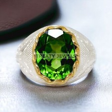 Peridot Oval Cut Gemstone With 925 Sterling Silver Ring For Men's 953 