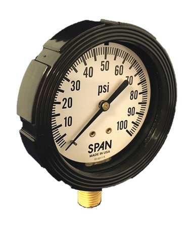 SPAN LFS-224-6000-G Pressure Gauge,3-1/2" Dial Size 448M69 - Imagen 2 de 2