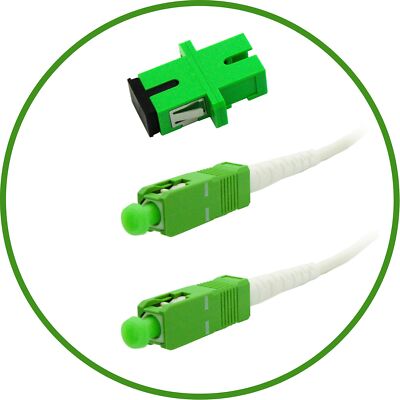 - White SC/APC to SC/APC Fiber Optic Patch Cable FTTH Home Fiber Internet Whi...