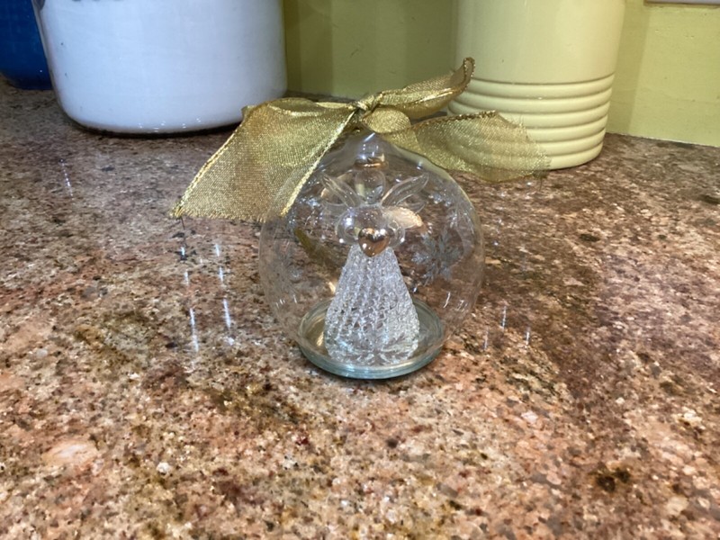 Lenox Blown Glass Angel In Glass Globe w/Light Christmas Ornament