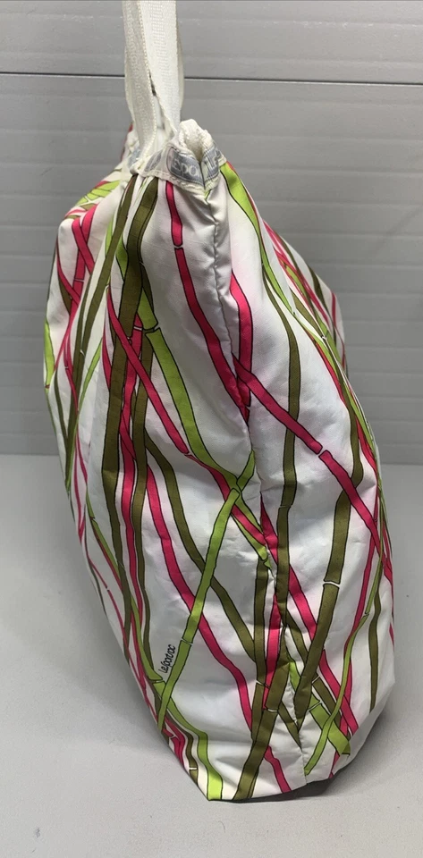 Bolsa tote LeSportsac bambu remix rosa/verde náilon tamanho grande - Imagem 4 de 4