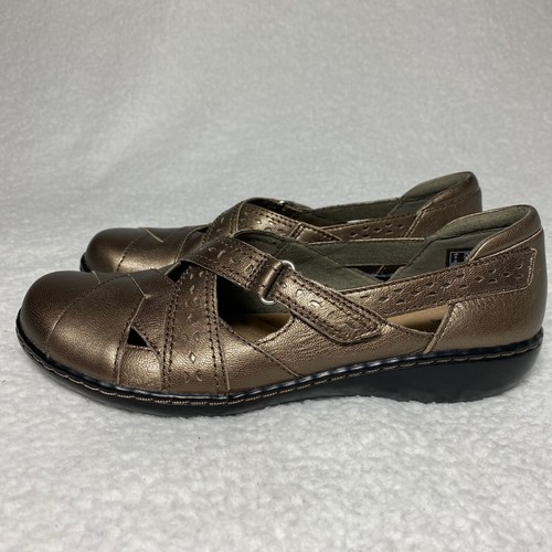 Clarks Ashland Spin Flats Slip-On Shoe Metallic Bronze Leather Women's Size 7.5M - Picture 4 of 14