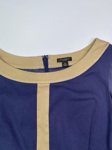 Ann Taylor Womens Blue Beige Color Block Sleeveless Dress Body Con Sheath Sz 12 - Picture 12 of 14