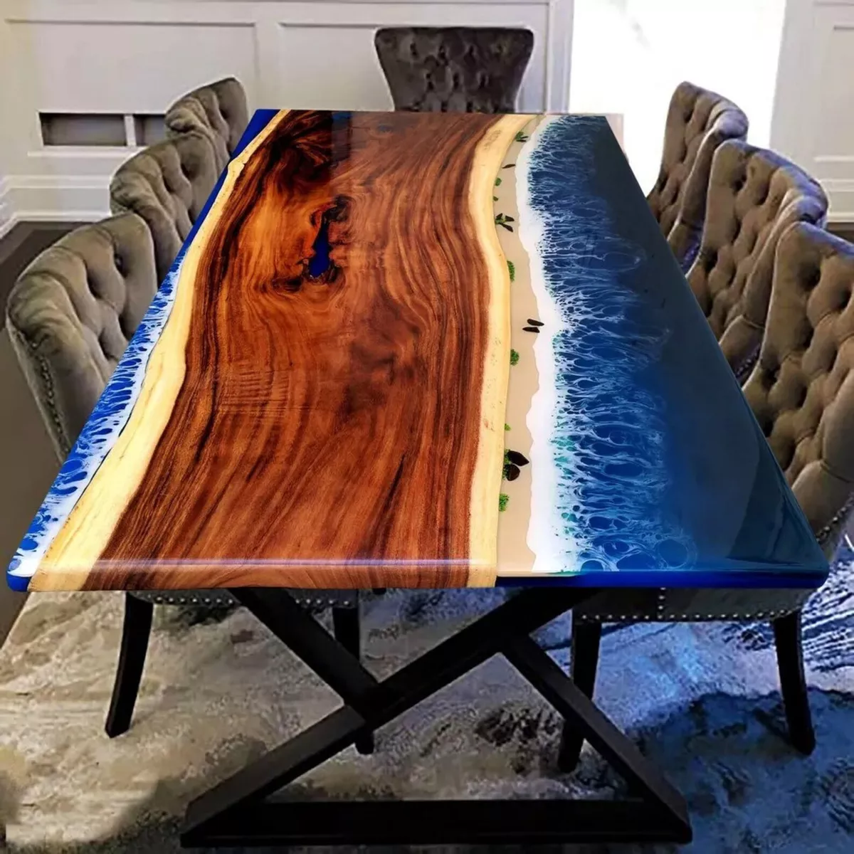 24 Epoxy Resin Ocean Side End Table Top Home Garden Decor