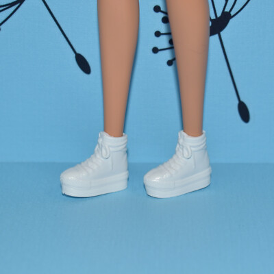 Barbie Closed Toe Platform White Hightop Athletic Shoes Sneakers - Flat Feet