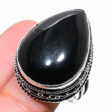 Black Onyx Gemstone Handmade 925 Sterling Silver Jewelry Ring Size 7 US 
