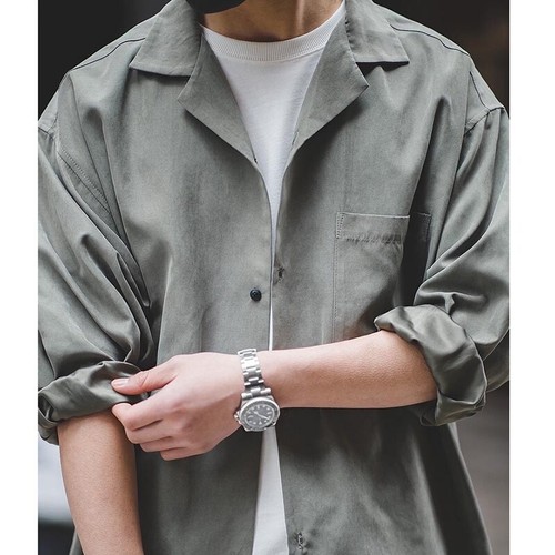Herren Samt Hemd Japanischer Stil Propagation Kragen Freizeit Cargo Jacke Top-