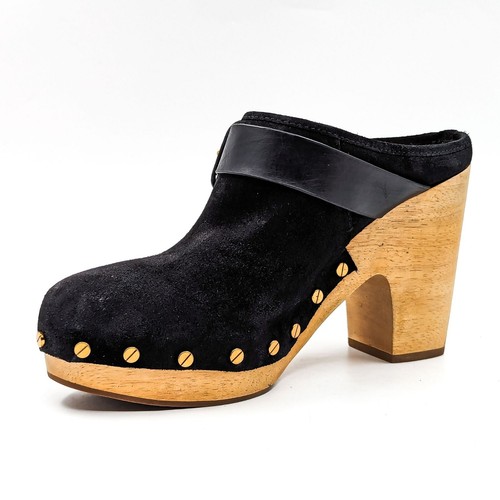 Veronica Barba Mujer Dacey Negro Gamuza Hebilla Dorado Tachonado Zuecos Zapatos Talla 8.5 - Imagen 6 de 11