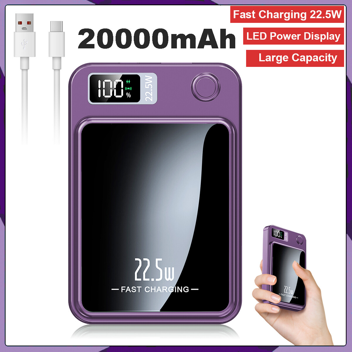 20000mAh Magnetic Power Bank USB C Charger Wireless Fast Charging for iPhone 16