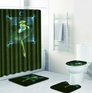Shower-Curtain-Bathroom-Contour-Rug-Non-Slip-Toilet-Lid-Cover-Bath-Mat-Set