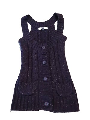 Decree Knit Sleeveless Vest Juniors Small Women's Top Button Up