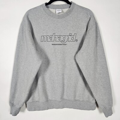 Mahagrid MGD Design Studio 100% Cotton Mens Medium Gray Pullover Sweatshirt 