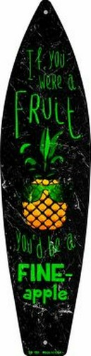 Fine-Apple Metal Surfboard Sign 17" x 4.5" - 第 1/1 張圖片
