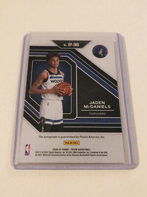 2020-21 JADEN MCDANIELS Panini Prizm Rookie Penmanship Auto