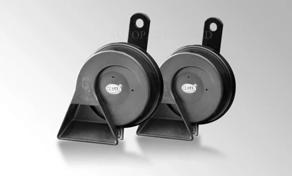 Bocina Doble Hella Negra 3Fh007728-831 Bmw Benz Volvo Lexus Toyota Ford Foto 4 de 4