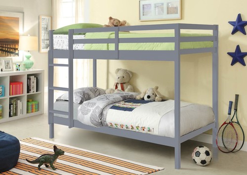 3ft or 2ft6 shorty Wooden Bunk Bed Kids in White Pine or Grey & Mattress Options - Picture 5 of 10