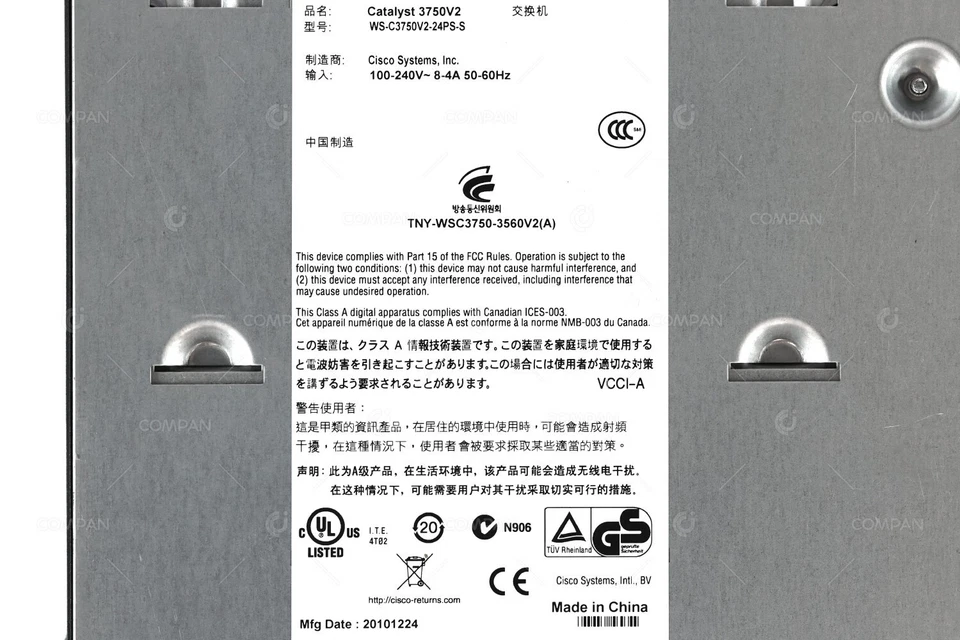 WS-C3750V2-24PS-S CISCO CATALYST 3750 V2 24 PORT 100MB 2 PORT 1GB SFP SWITCH - Image 4 of 4
