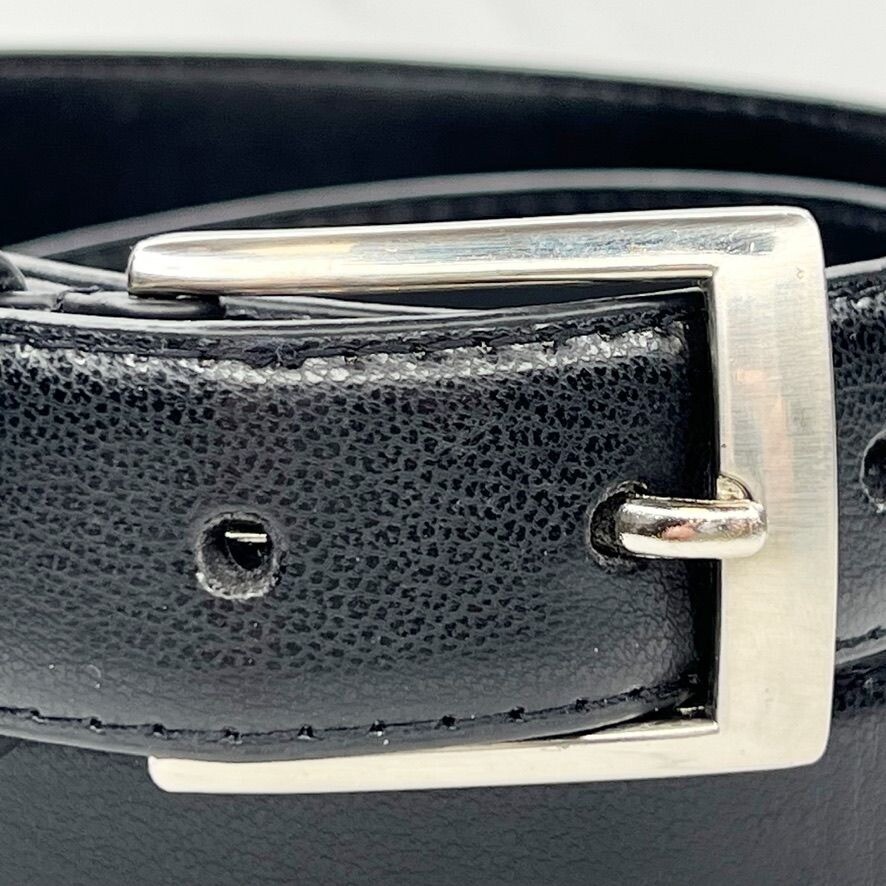 Black Genuine Bonded and Manmade Leather Belt Size 46 Gem