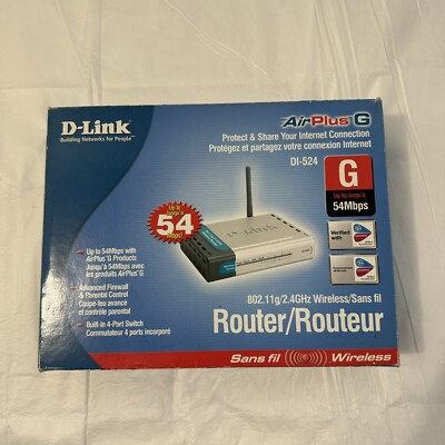 D-Link DI-524 Router 54 Mbps Wireless Internet AirPlus G 802.11g/2.4GHz