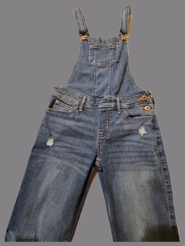 Abercrombie kids Bib Overalls Jeans Romper Distressed Denim Girls Size 11 12 - Picture 3 of 5