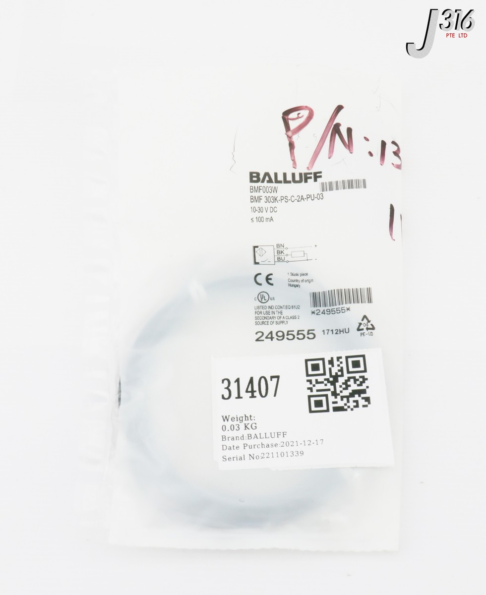31407 BALLUFF MAGNETIC MAGNET CABLE MODULE, BMF 303K-PS-C-2A-PU-03