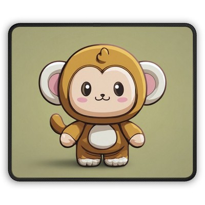 Cute Baby Monkey Illustration Gaming Mouse Pad | Kawaii Animal Desk Mat