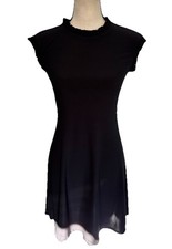 Nicole Miller New York Perfect Little Black Dress Ruffle Edges Stretch Size XS